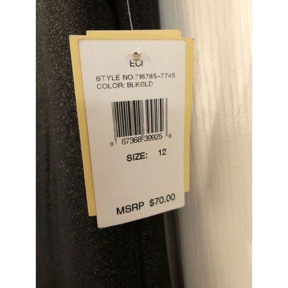 ECI NY BLACK AND GOLD SHEATH DRESS SZ 12 - Picture 7 of 9